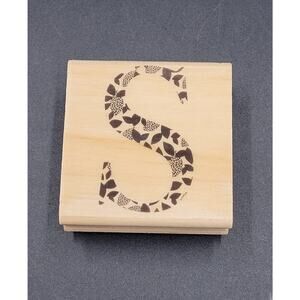 Rubber Stamp Capital S Floral 2x2 Paper Craft Scrapbook Monogram Initial